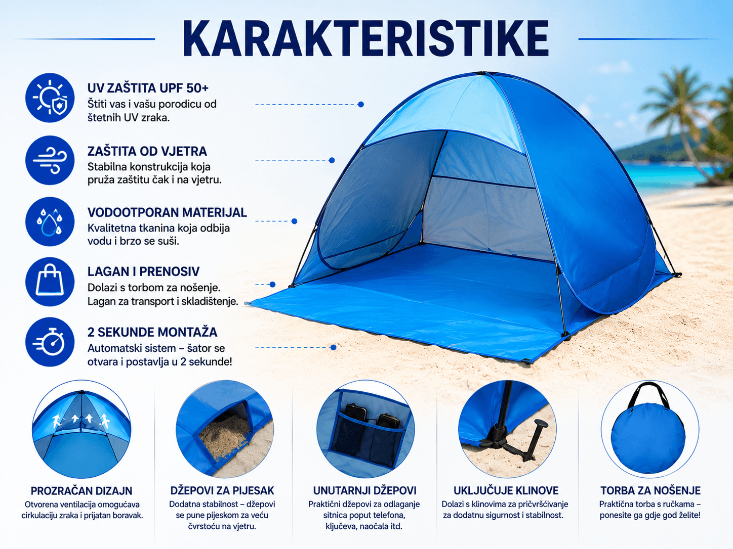 Porodični Šator Za Plažu 2